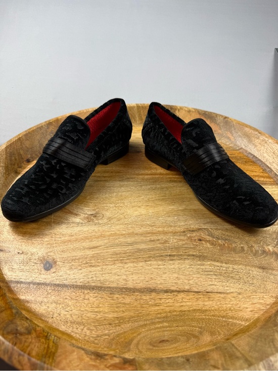 Robert David Velvet Leopard Loafers Sz 6 Smoking Slippers Black main image 4